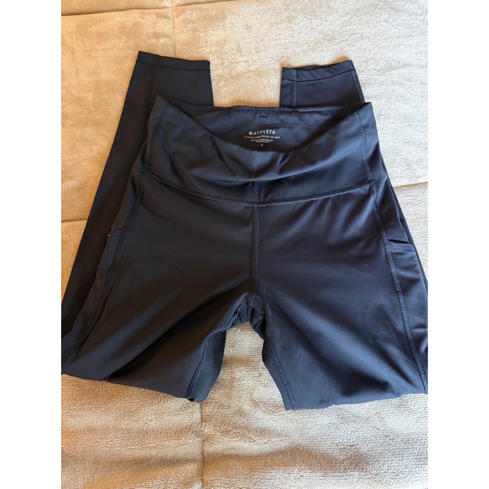 Athleta Ultimate Stash Pocket 7/8 Tight Black High Rise Leggings Small